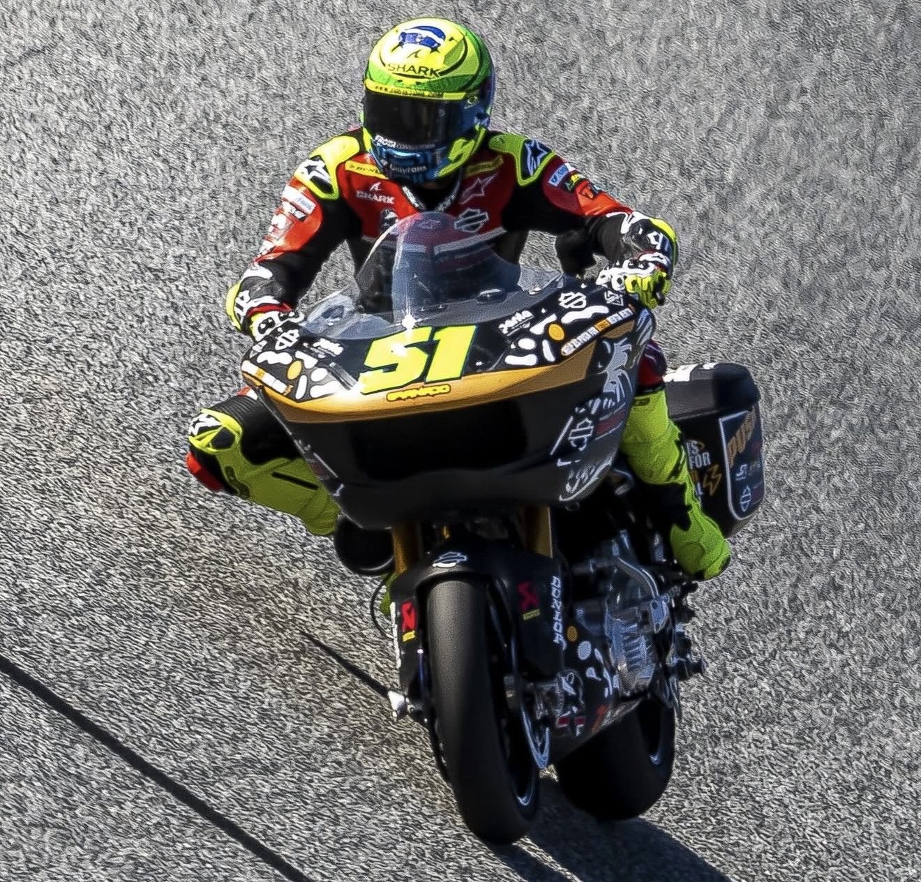 Eric Granado (#51) on his Joe Rascal Racing Harley-Davidson on the Red Bull Ring circuit in Spielberg, Austria during Bagger World Cup qualifying