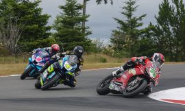 MotoAmerica feature class machines lined up on pit lane at Mid-Ohio Sports Car Course