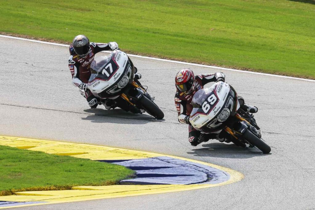 Hayden Gillim celebrating his Race 1 victory at Road Atlanta