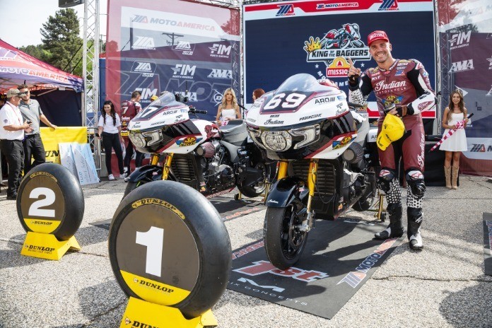 Indian factory racers Hayden Gillim, Rocco Landers and Troy Herfoss on the Road Atlanta podium after the Sunday sweep