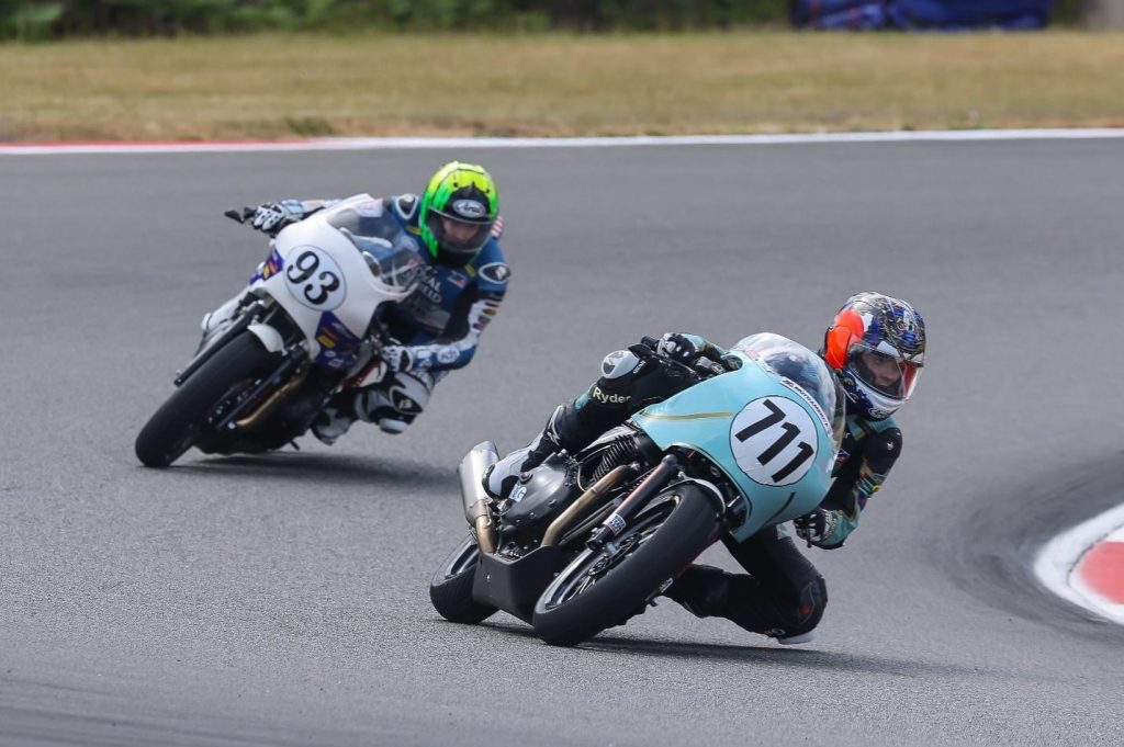 King of the Baggers competitor leaned hard through a right-hand sweeper at Mid-Ohio