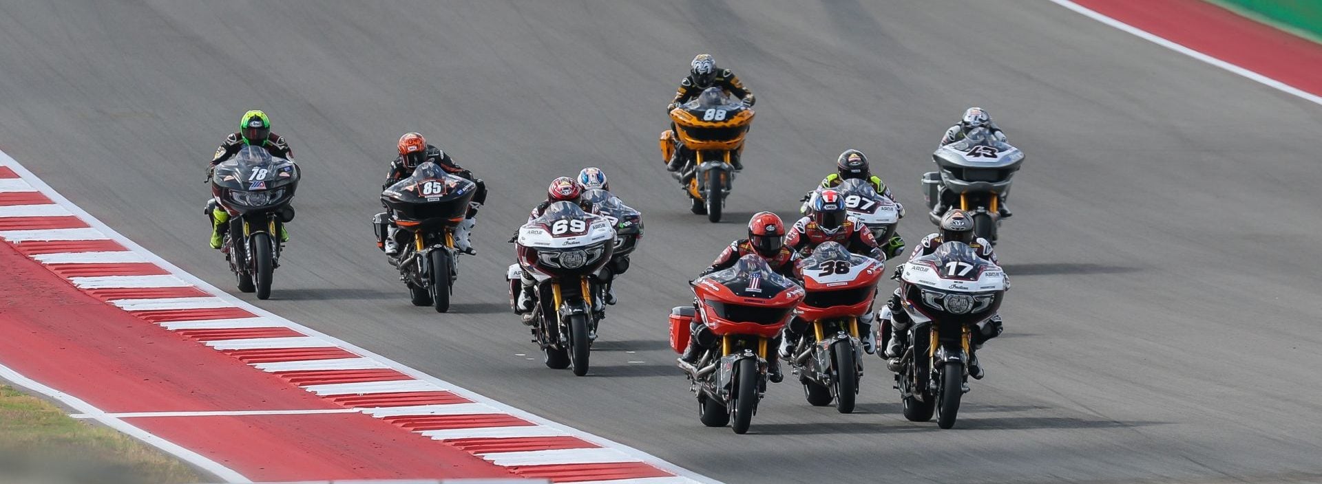 MotoAmerica Mission King of the Baggers Race Two start at Circuit of The Americas. Photo by Brian J. Nelson.